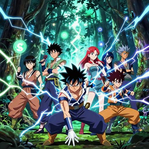 Anime Lightning Powers in Electrified Forest