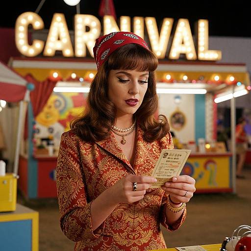 Retro Bearded Woman at Haunted Carnival