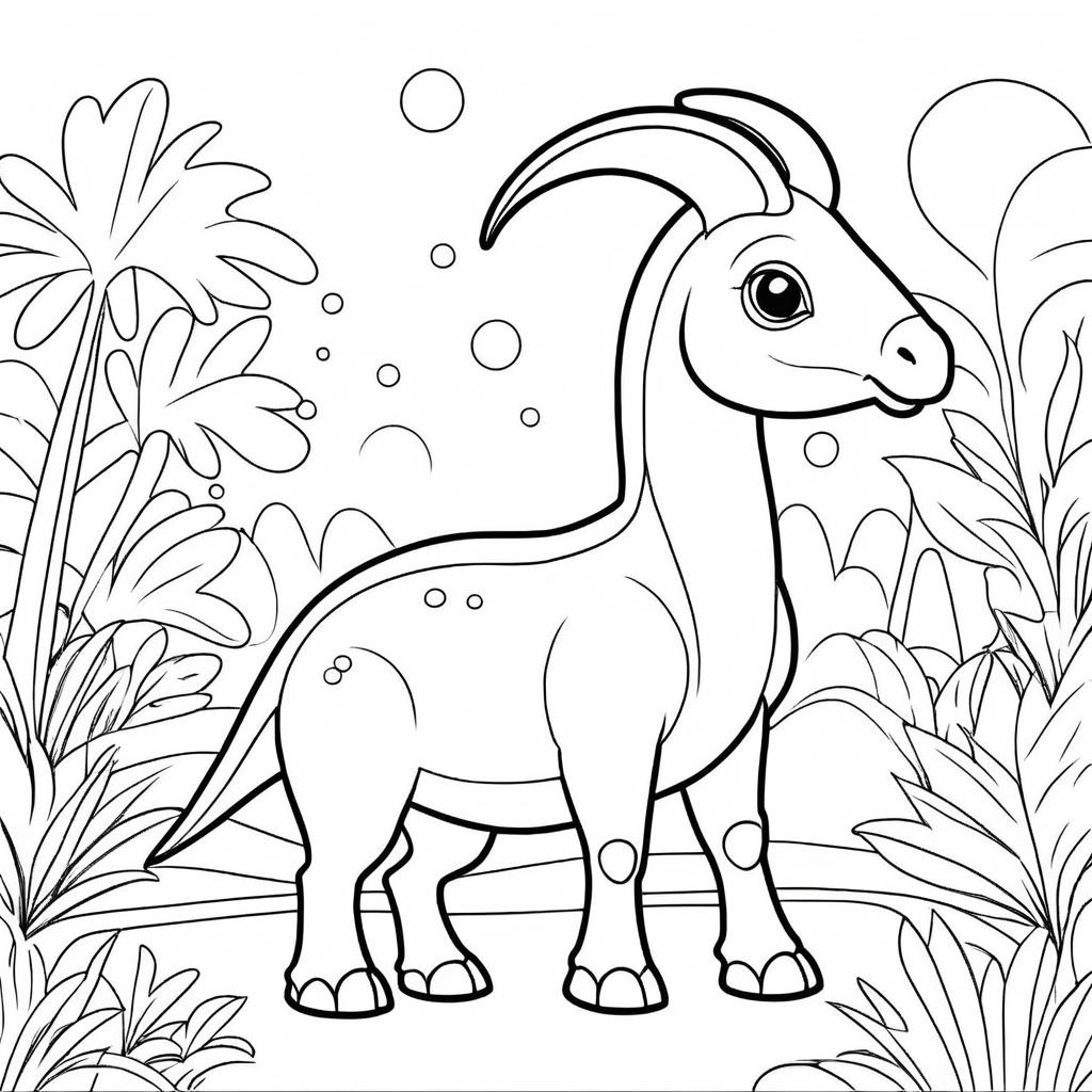 Cute Parasaurolophus for Kids Coloring Book