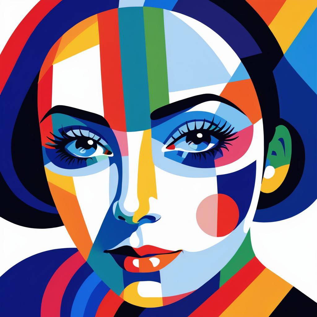 Vibrant Woman's Face in Delaunay Style