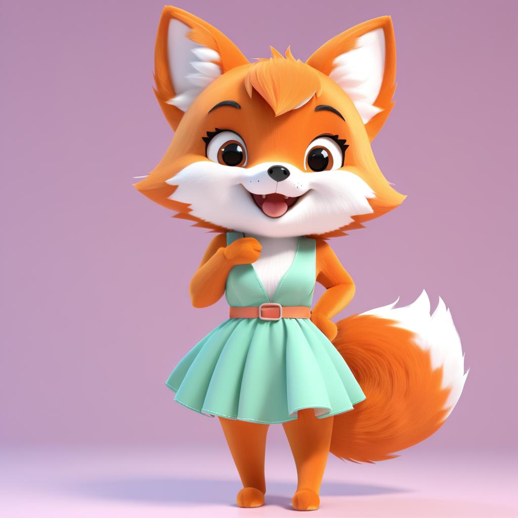 Kawaii 3D Animated Laughing Fox