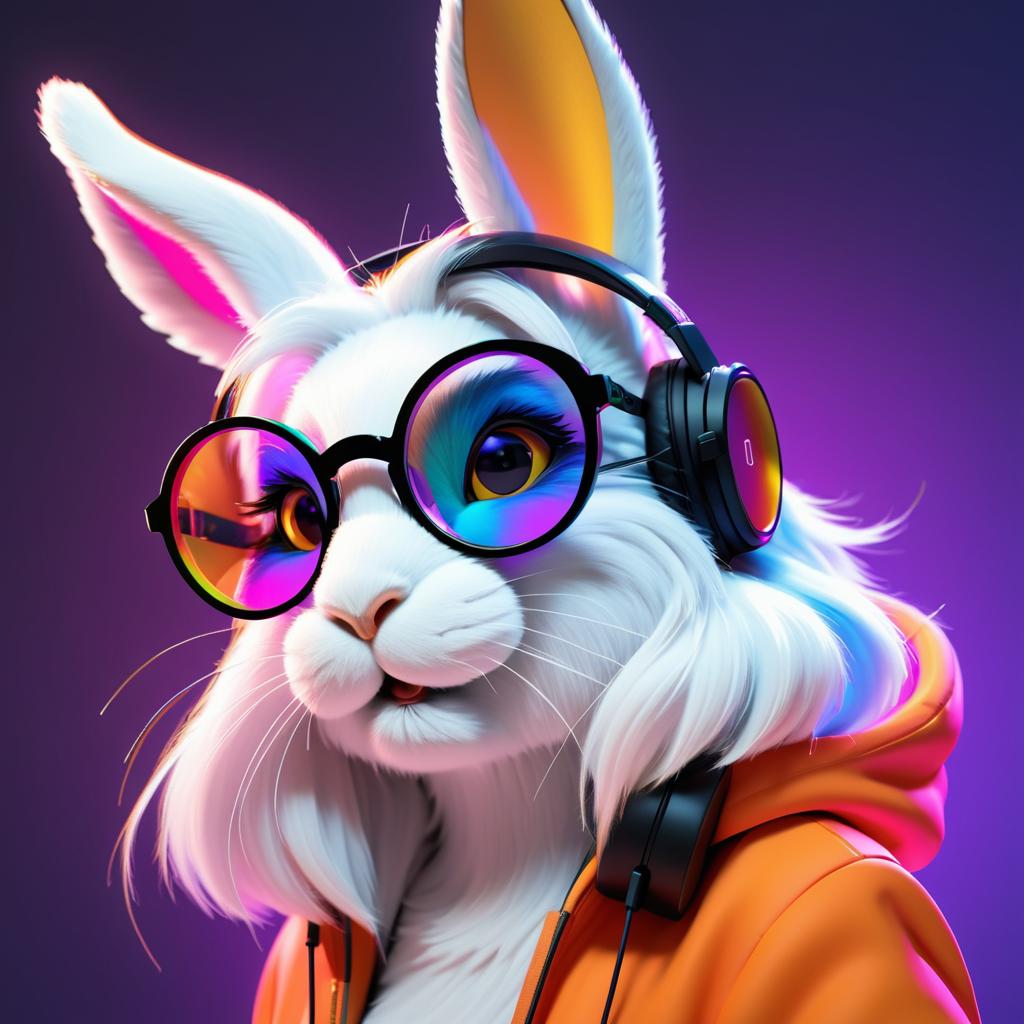 Vibrant Anthropomorphic Rabbit Profile Art