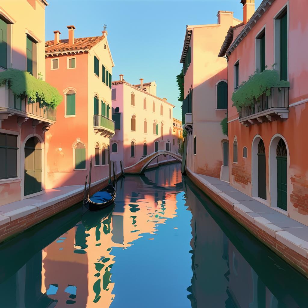 Whimsical Sunset Over Venice Canal Animation