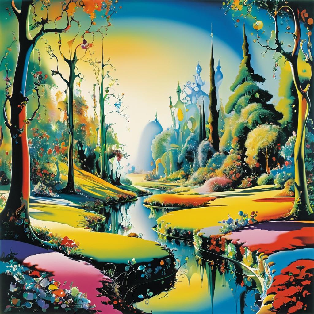 Colorful Enchanted Glade Inspired by Dalí