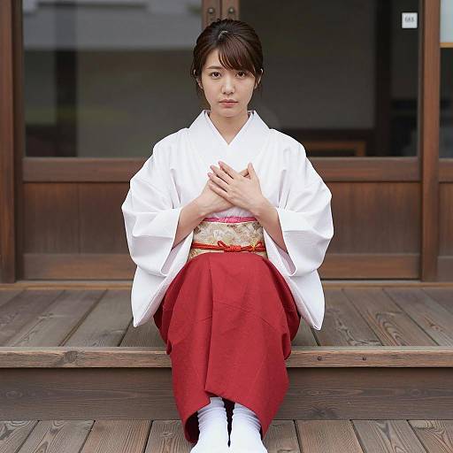 East Asian Woman in Traditional Hakama