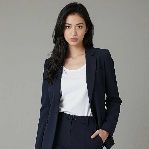 Realistic Portrait of Woman in Party Suit