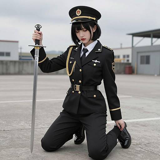 Warrior Woman in Industrial Setting