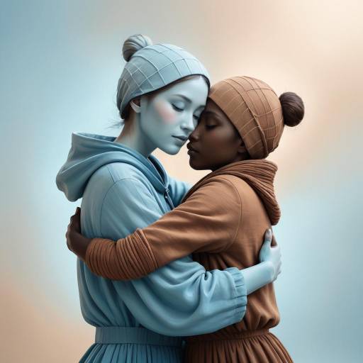 Two Women Embracing in Warm Clothes