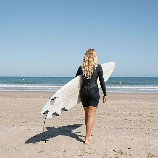 Blonde Surfer on a Sunny Beach