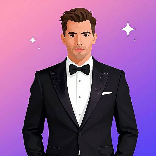 Confident Man in Glittering Tuxedo
