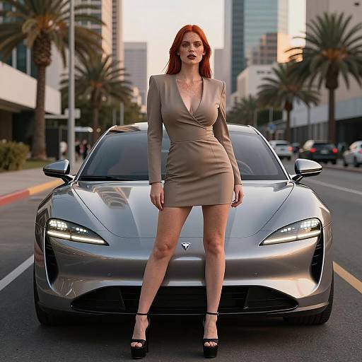 Futuristic Elegance: Woman by Supercar