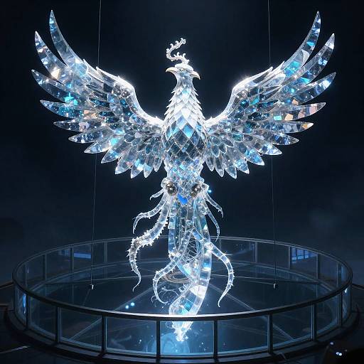 Crystalline Phoenix in Infinite Glass Atrium