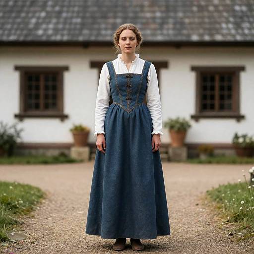 Medieval Woman in Hazel Folk Dress