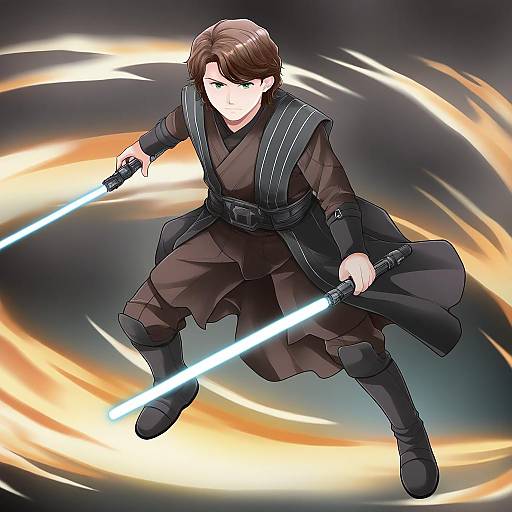 Illustration of Anakin skywalker, star wars in the style of Tenshin amaguri (inobeeto)