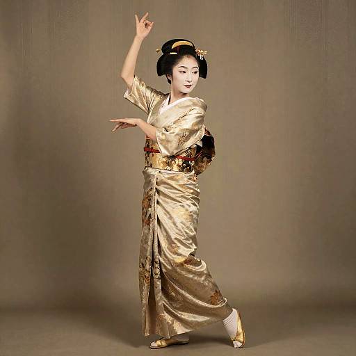 1930s Geisha in Graceful Sari Twirl