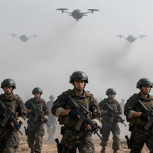 Intense Camouflage Military Soldiers in Action