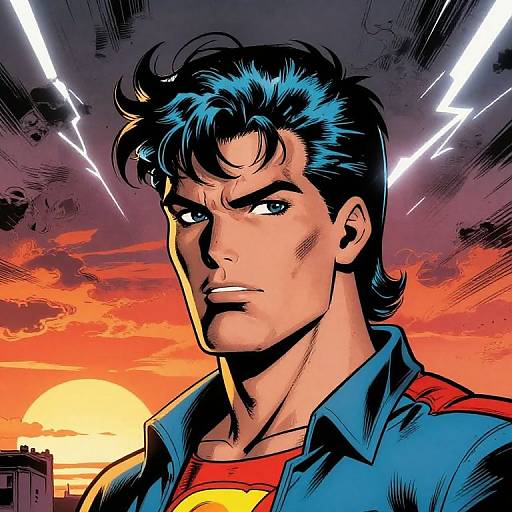 Vintage Comic Hero with Dramatic Mullet