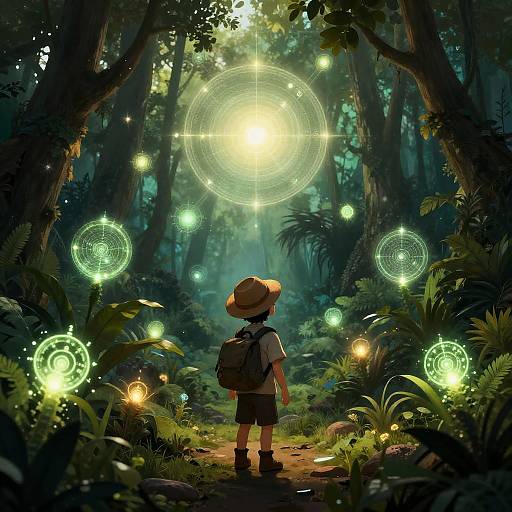 Mystical Jungle Explorer in Cosmic Wilderness