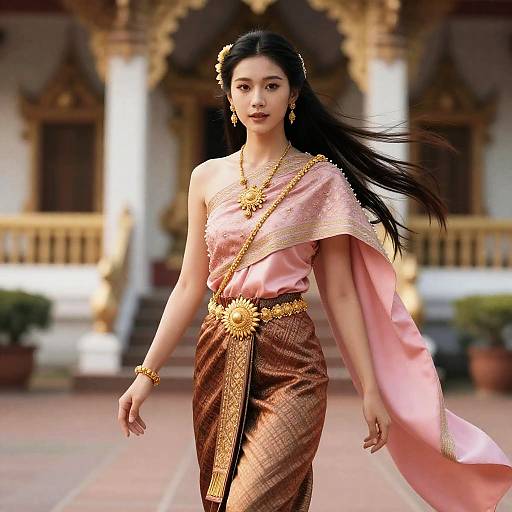 Young Woman in Traditional Thai Dress
