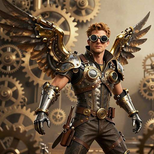 Steampunk Adventurer Portrait with Wings