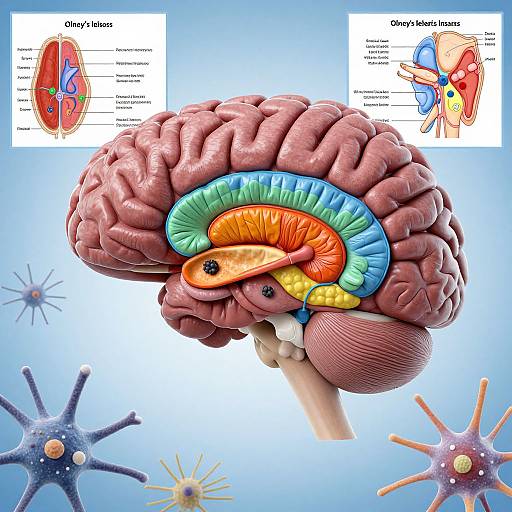 3D Anatomical Illustration of Olney's Lesions