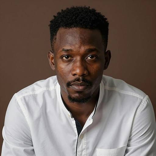 Serious Black Man in White Shirt