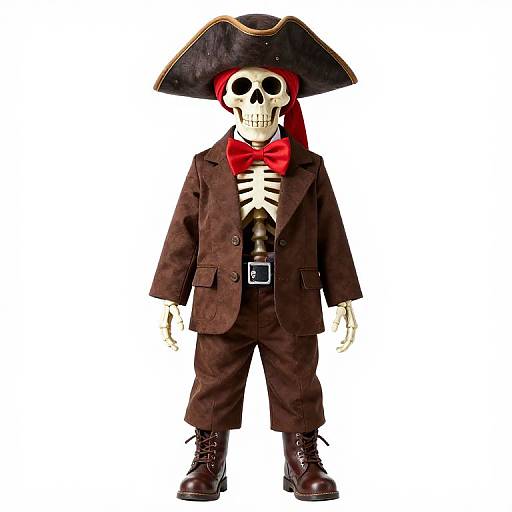 Pirate Skeleton Mannequin in Brown Suit