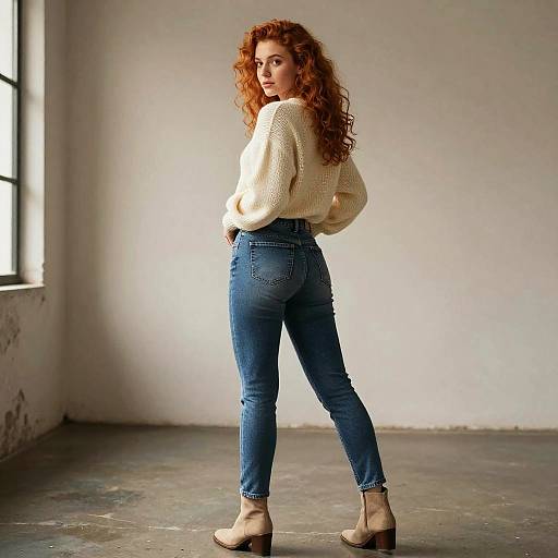 Confident Woman in Rustic Loft