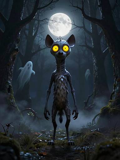 Spooky Stylized Hyena in Gothic Forest