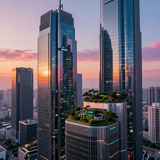 Futuristic Cityscape with Neon Gardens