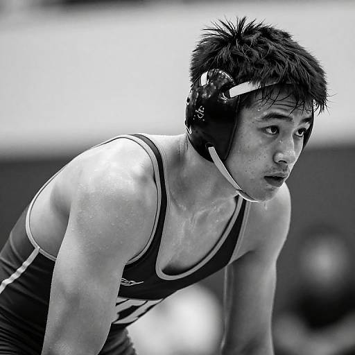 Dramatic Black and White Wrestler Portrait
