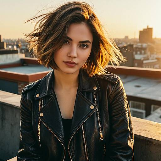 Textured Bob with Vintage Leather Jacket