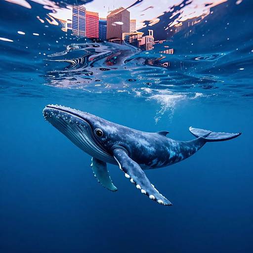 Ethereal Blue Whale Urban Reflection