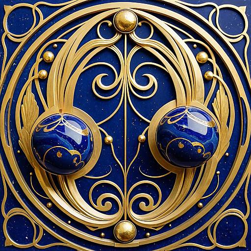 Art Nouveau Lapis Lazuli Orbs with Gold Leaf