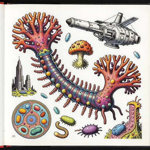 Eternity: Bizarre Coral-Millipede Science Illustration
