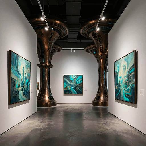 Cyberpunk Art Gallery Interior