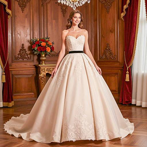 Elegant Woman in Photorealistic Ball Gown