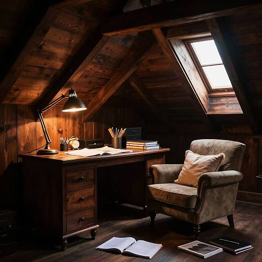 Cozy Low Ceiling Attic Office