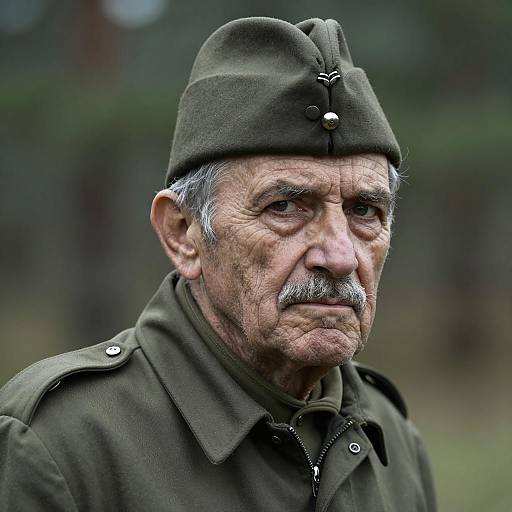 Serious Old Man in Military Uniform