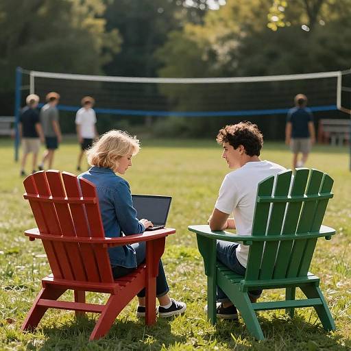 Charming Outdoor Moment in Adirondack Chairs