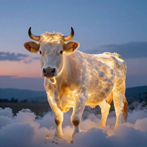 Ethereal Luminous Cow at Twilight