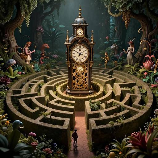 Whimsical Clockwork Labyrinth Landscape