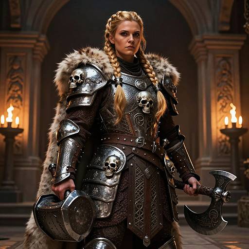 Powerful Dwarf Shieldmaiden in Armor