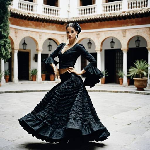 Elegant Flamenco Dancer in Spanish Courtyard