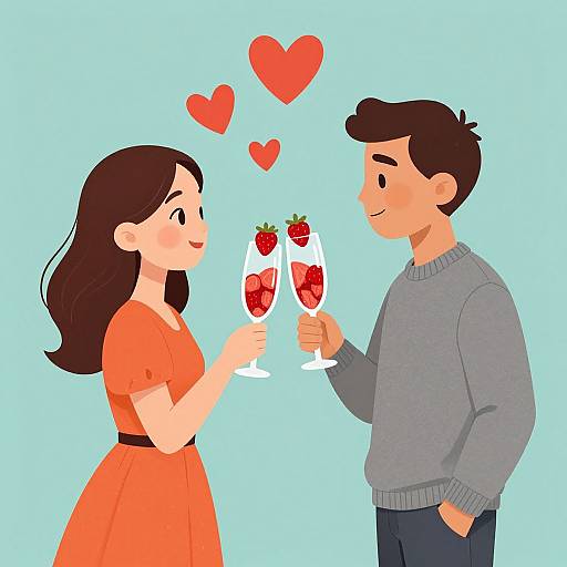 Romantic Toast with Animated Couple