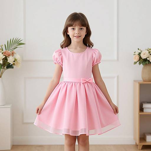 Young Girl in Pink Skirt Costume