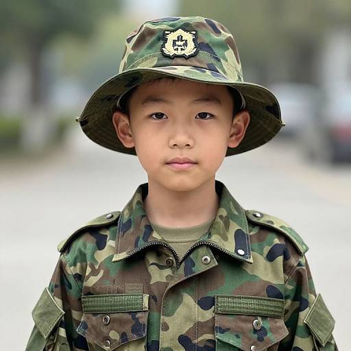 Young Boy in Military Uniform