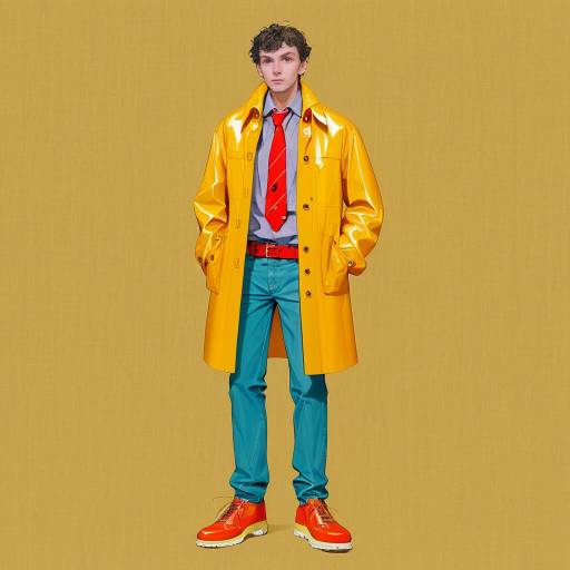 Young man in colorful retro outfit