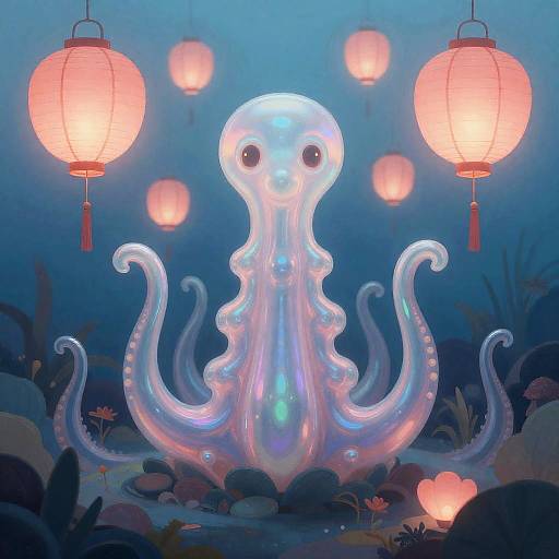 Surreal Iridescent Underwater Lantern Garden