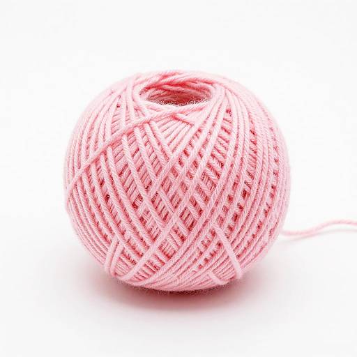 Soft Pink Yarn Ball on White